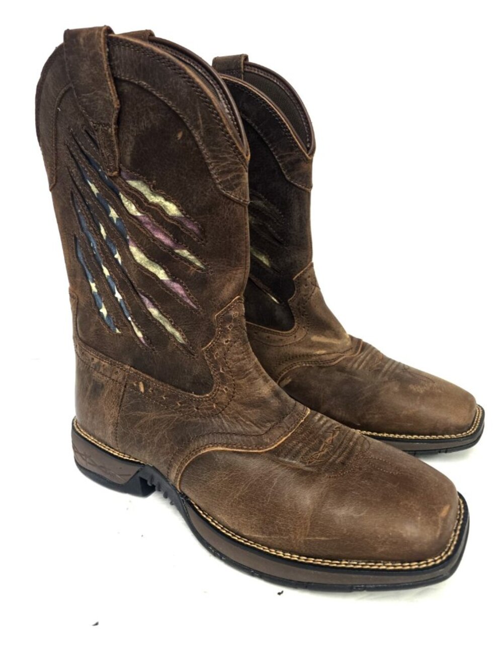 Cody James Men's MLBF-3 Scratch American Flag Lite Western Boot Brown Size 12D